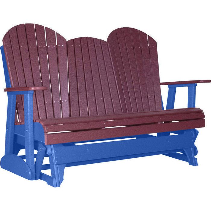 LuxCraft LuxCraft Cherry 5 ft. Recycled Plastic Adirondack Outdoor Glider Cherrywood on Blue Adirondack Glider 5APGCWBL