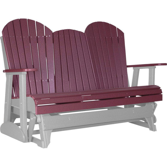 LuxCraft LuxCraft Cherry 5 ft. Recycled Plastic Adirondack Outdoor Glider Cherrywood on Dove Gray Adirondack Glider 5APGCWDG