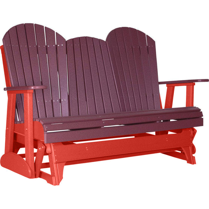 LuxCraft LuxCraft Cherry 5 ft. Recycled Plastic Adirondack Outdoor Glider Cherrywood on Red Adirondack Glider 5APGCWR