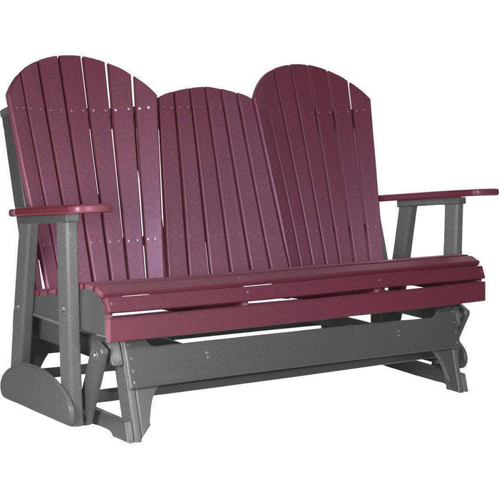 LuxCraft LuxCraft Cherry 5 ft. Recycled Plastic Adirondack Outdoor Glider Cherrywood on Slate Adirondack Glider 5APGCWS