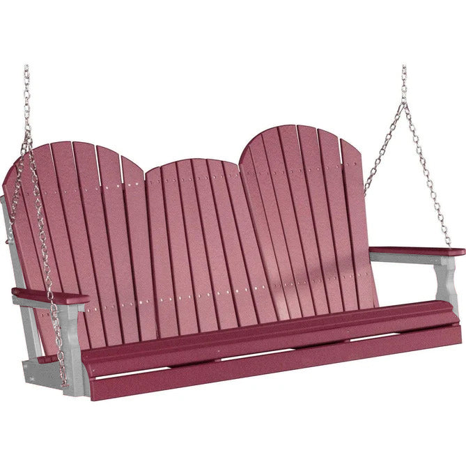 LuxCraft LuxCraft Cherry Adirondack 5ft. Recycled Plastic Porch Swing Cherry / Adirondack Porch Swing Porch Swing 5APSC