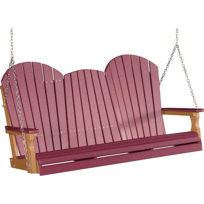 LuxCraft LuxCraft Cherry Adirondack 5ft. Recycled Plastic Porch Swing Cherry / Adirondack Porch Swing Porch Swing 5APSC