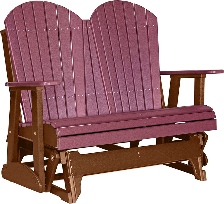 LuxCraft LuxCraft Cherry wood 4 ft. Recycled Plastic Adirondack Outdoor Glider Cherrywood on Antique Mahogany Adirondack Glider 4APGCWAM