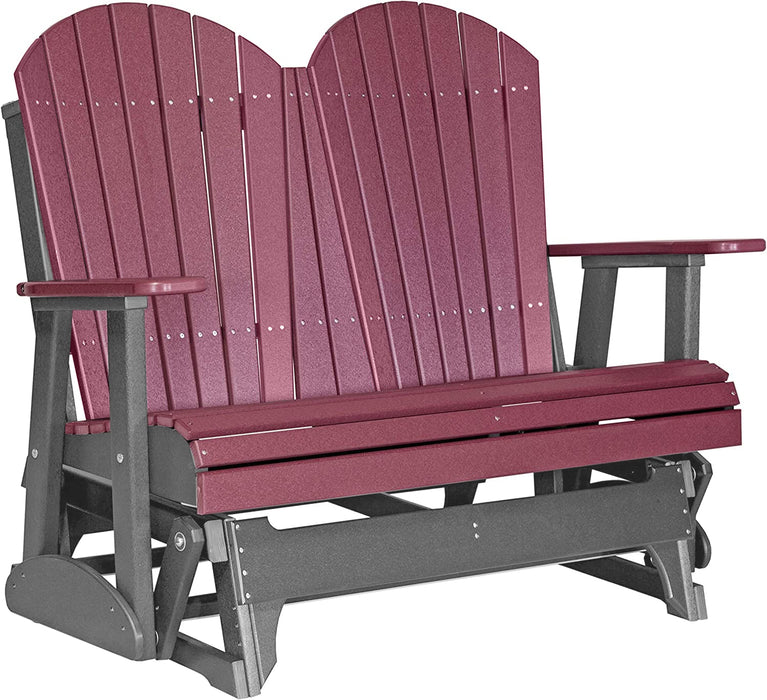 LuxCraft LuxCraft Cherry wood 4 ft. Recycled Plastic Adirondack Outdoor Glider Cherrywood on Slate Adirondack Glider 4APGCWS