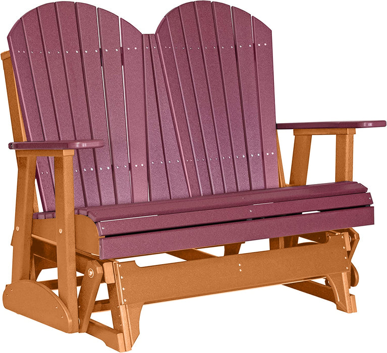 LuxCraft LuxCraft Cherry wood 4 ft. Recycled Plastic Adirondack Outdoor Glider Cherrywood on Tangerine Adirondack Glider 4APGCWT