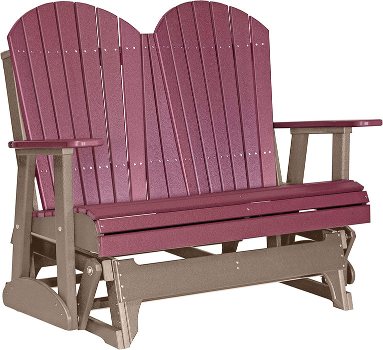 LuxCraft LuxCraft Cherry wood 4 ft. Recycled Plastic Adirondack Outdoor Glider Cherrywood on Weatherwood Adirondack Glider 4APGCWWW