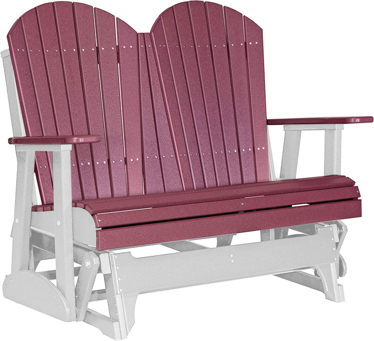 LuxCraft LuxCraft Cherry wood 4 ft. Recycled Plastic Adirondack Outdoor Glider Cherrywood on White Adirondack Glider 4APGCWWH