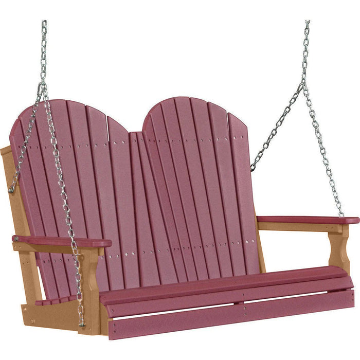 LuxCraft LuxCraft Cherry wood Adirondack 4ft. Recycled Plastic Porch Swing Cherrywood on Cedar / Adirondack Porch Swing Porch Swing 4APSCWC