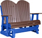 LuxCraft LuxCraft Chestnut Brown 4 ft. Recycled Plastic Adirondack Outdoor Glider Chestnut Brown on Blue Adirondack Glider 4APGCBRBL