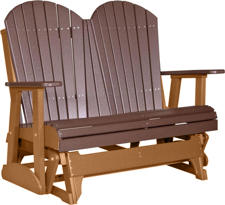 LuxCraft LuxCraft Chestnut Brown 4 ft. Recycled Plastic Adirondack Outdoor Glider Chestnut Brown on Cedar Adirondack Glider 4APGCBRC