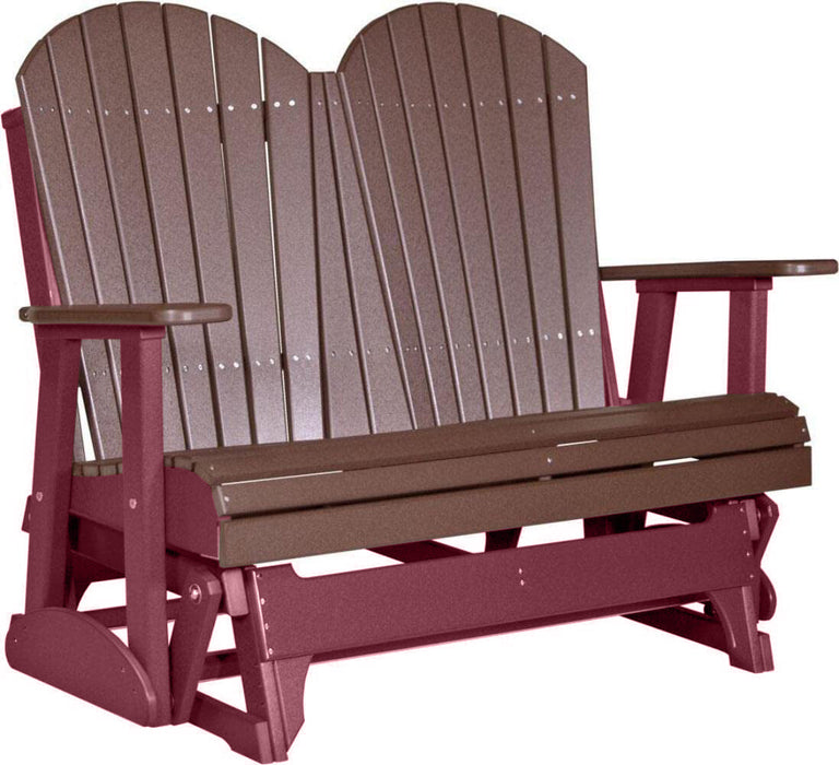 LuxCraft LuxCraft Chestnut Brown 4 ft. Recycled Plastic Adirondack Outdoor Glider Chestnut Brown on Cherrywood Adirondack Glider 4APGCBRCW