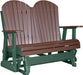 LuxCraft LuxCraft Chestnut Brown 4 ft. Recycled Plastic Adirondack Outdoor Glider Chestnut Brown on Green Adirondack Glider 4APGCBRG