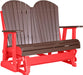 LuxCraft LuxCraft Chestnut Brown 4 ft. Recycled Plastic Adirondack Outdoor Glider Chestnut Brown on Red Adirondack Glider 4APGCBRR