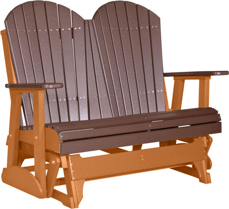 LuxCraft LuxCraft Chestnut Brown 4 ft. Recycled Plastic Adirondack Outdoor Glider Chestnut Brown on Tangerine Adirondack Glider 4APGCBRT