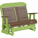 LuxCraft LuxCraft Chestnut Brown 4 ft. Recycled Plastic Highback Outdoor Glider Bench Chestnut Brown on Lime Green Highback Glider 4CPGCBRLG