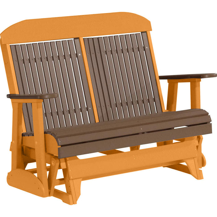 LuxCraft LuxCraft Chestnut Brown 4 ft. Recycled Plastic Highback Outdoor Glider Bench Chestnut Brown on Tangerine Highback Glider 4CPGCBRT