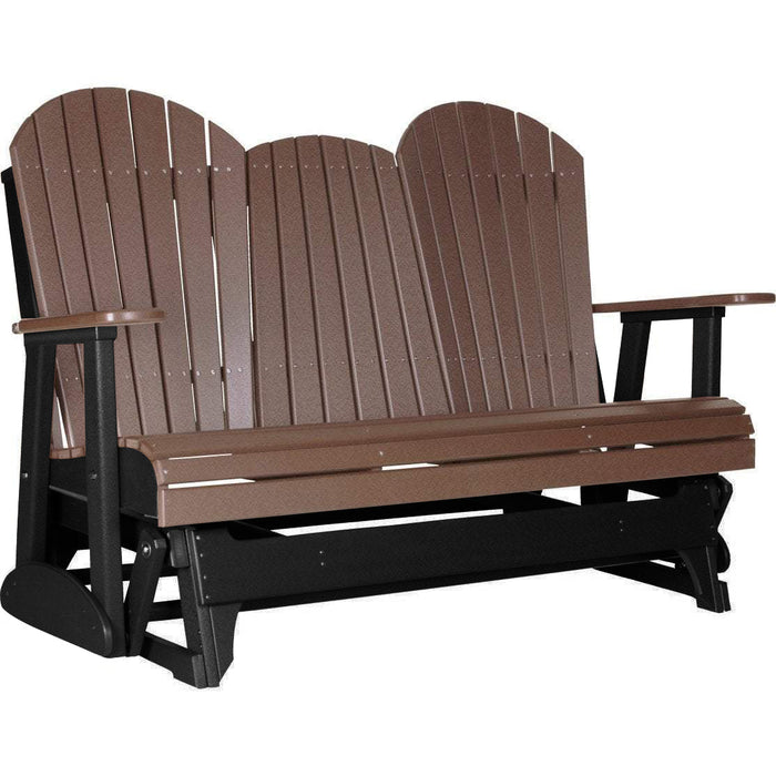 LuxCraft LuxCraft Chestnut Brown 5 ft. Recycled Plastic Adirondack Outdoor Glider Chestnut Brown on Black Adirondack Glider 5APGCBRB