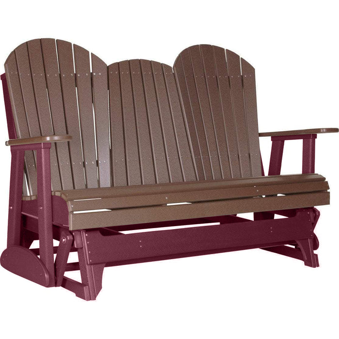 LuxCraft LuxCraft Chestnut Brown 5 ft. Recycled Plastic Adirondack Outdoor Glider Chestnut Brown on Cherrywood Adirondack Glider 5APGCBRCW