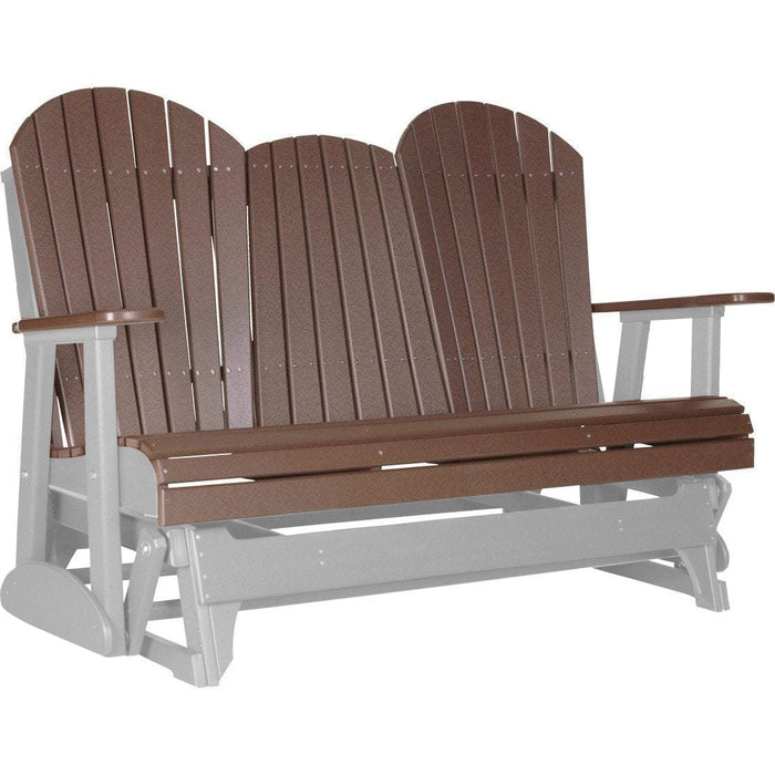 LuxCraft LuxCraft Chestnut Brown 5 ft. Recycled Plastic Adirondack Outdoor Glider Chestnut Brown on Dove Gray Adirondack Glider 5APGCBRDG