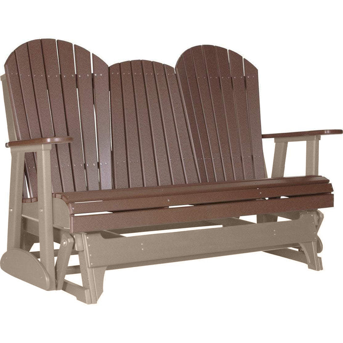 LuxCraft LuxCraft Chestnut Brown 5 ft. Recycled Plastic Adirondack Outdoor Glider Chestnut Brown on Weatherwood Adirondack Glider 5APGCBRWW