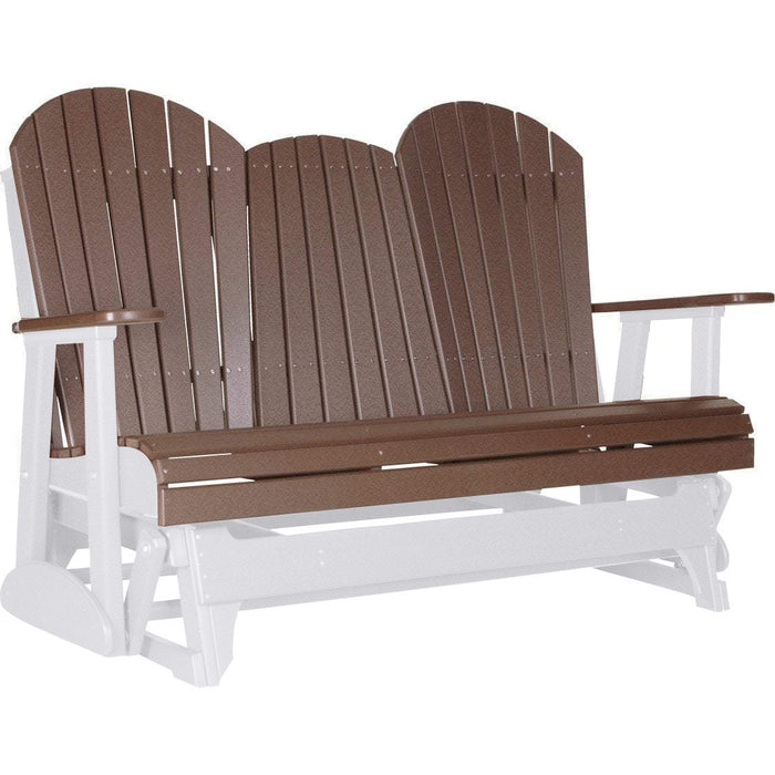 LuxCraft LuxCraft Chestnut Brown 5 ft. Recycled Plastic Adirondack Outdoor Glider Chestnut Brown on White Adirondack Glider 5APGCBRWH