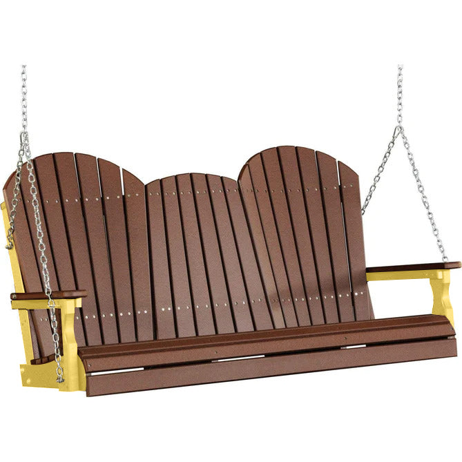 LuxCraft LuxCraft Chestnut Brown Adirondack 5ft. Recycled Plastic Porch Swing Porch Swing