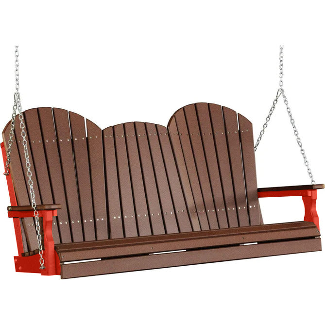 LuxCraft LuxCraft Chestnut Brown Adirondack 5ft. Recycled Plastic Porch Swing Porch Swing