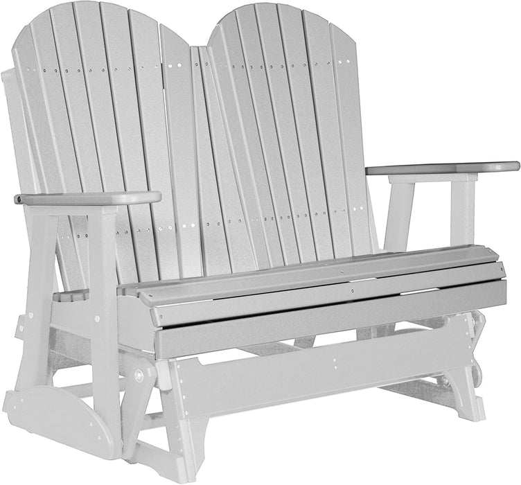 LuxCraft LuxCraft Dove Gray 4 ft. Recycled Plastic Adirondack Outdoor Glider With Cup Holder Dove Gray Adirondack Glider 4APGDGB