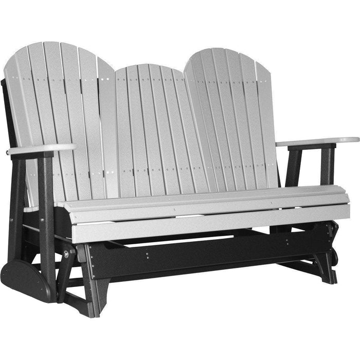 LuxCraft LuxCraft Dove Gray 5 ft. Recycled Plastic Adirondack Outdoor Glider With Cup Holder Dove Gray on Black Adirondack Glider 5APGDGB-CH