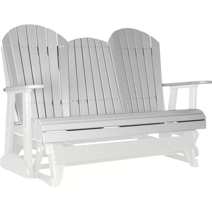 LuxCraft LuxCraft Dove Gray 5 ft. Recycled Plastic Adirondack Outdoor Glider With Cup Holder Dove Gray on White Adirondack Glider 5APGDGWH-CH