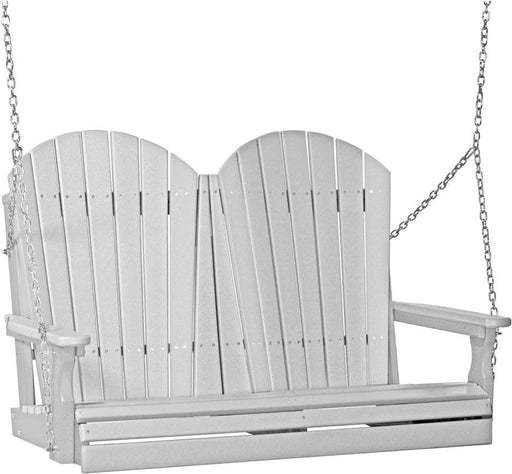 LuxCraft LuxCraft Dove Gray Adirondack 4ft. Recycled Plastic Porch Swing With Cup Holder Dove Gray / Adirondack Porch Swing Porch Swing 4APSDG-CH