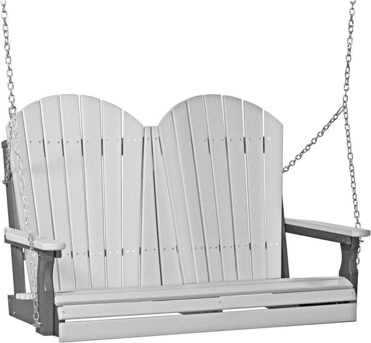 LuxCraft LuxCraft Dove Gray Adirondack 4ft. Recycled Plastic Porch Swing With Cup Holder Dove Gray on Slate / Adirondack Porch Swing Porch Swing 4APSDGS-CH