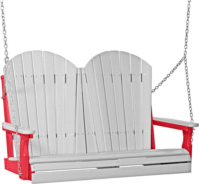 LuxCraft LuxCraft Dove Gray Adirondack 4ft. Recycled Plastic Porch Swing With Cup Holder Porch Swing