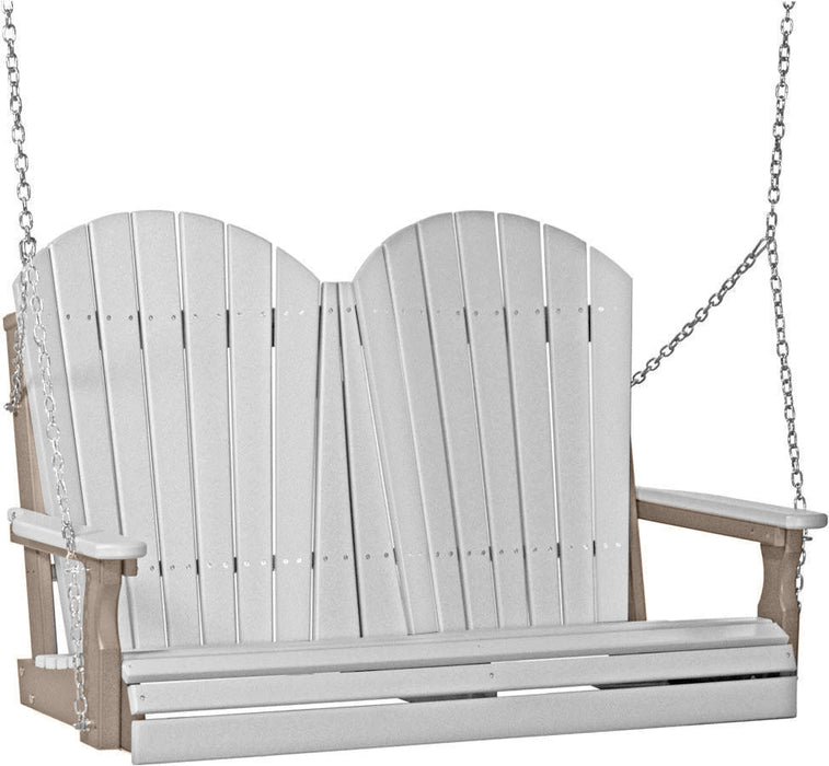 LuxCraft LuxCraft Dove Gray Adirondack 4ft. Recycled Plastic Porch Swing With Cup Holder Porch Swing