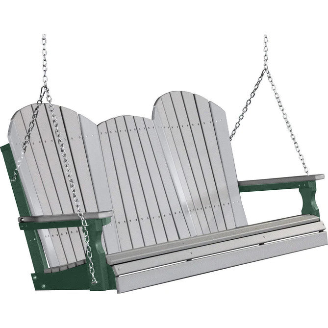 LuxCraft LuxCraft Dove Gray Adirondack 5ft. Recycled Plastic Porch Swing Porch Swing