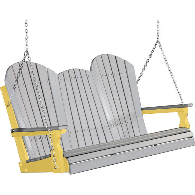 LuxCraft LuxCraft Dove Gray Adirondack 5ft. Recycled Plastic Porch Swing Porch Swing