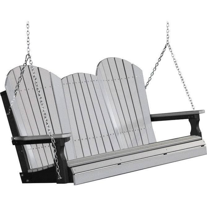 LuxCraft LuxCraft Dove Gray Adirondack 5ft. Recycled Plastic Porch Swing Porch Swing