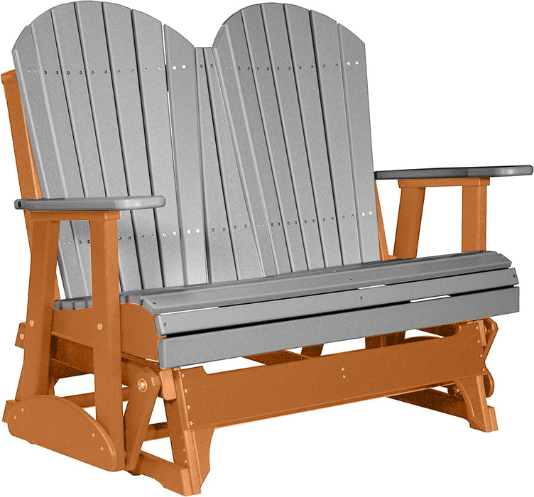 LuxCraft LuxCraft Gray 4 ft. Recycled Plastic Adirondack Outdoor Glider Adirondack Glider