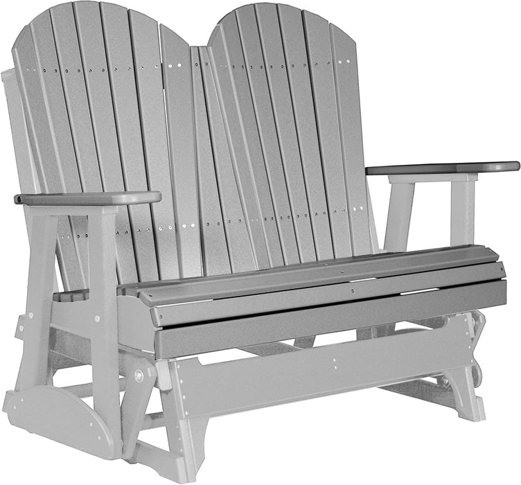 LuxCraft LuxCraft Gray 4 ft. Recycled Plastic Adirondack Outdoor Glider Adirondack Glider