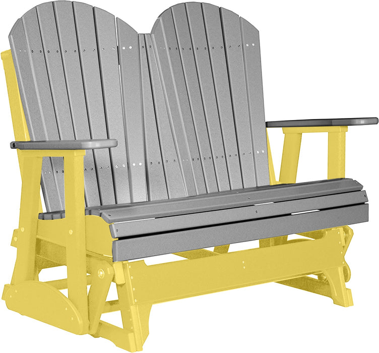 LuxCraft LuxCraft Gray 4 ft. Recycled Plastic Adirondack Outdoor Glider Adirondack Glider