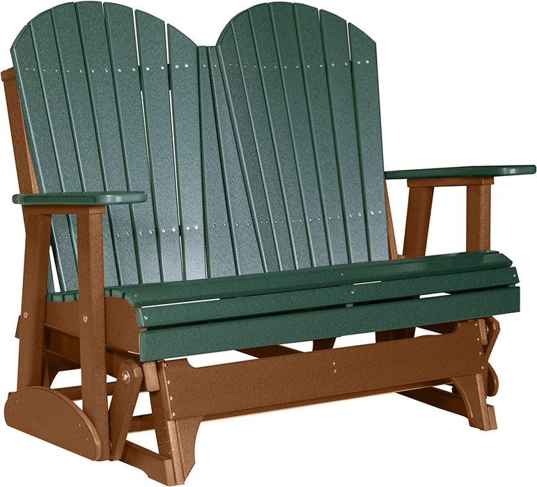 LuxCraft LuxCraft Green 4 ft. Recycled Plastic Adirondack Outdoor Glider Green on Antique Mahogany Adirondack Glider 4APGGAM