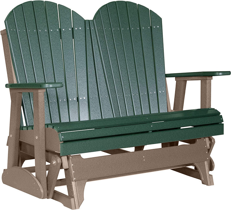 LuxCraft LuxCraft Green 4 ft. Recycled Plastic Adirondack Outdoor Glider Green on Weatherwood Adirondack Glider 4APGGWW