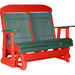 LuxCraft LuxCraft Green 4 ft. Recycled Plastic Highback Outdoor Glider Bench With Cup Holder Green on Red Highback Glider 4CPGGR-CH