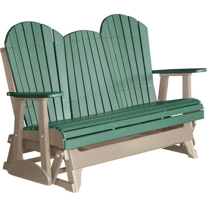 LuxCraft LuxCraft Green 5 ft. Recycled Plastic Adirondack Outdoor Glider Green on Weatherwood Adirondack Glider 5APGGWW