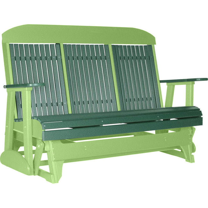 LuxCraft LuxCraft Green 5 ft. Recycled Plastic Highback Outdoor Glider Green on Lime Green Highback Glider 5CPGGLG