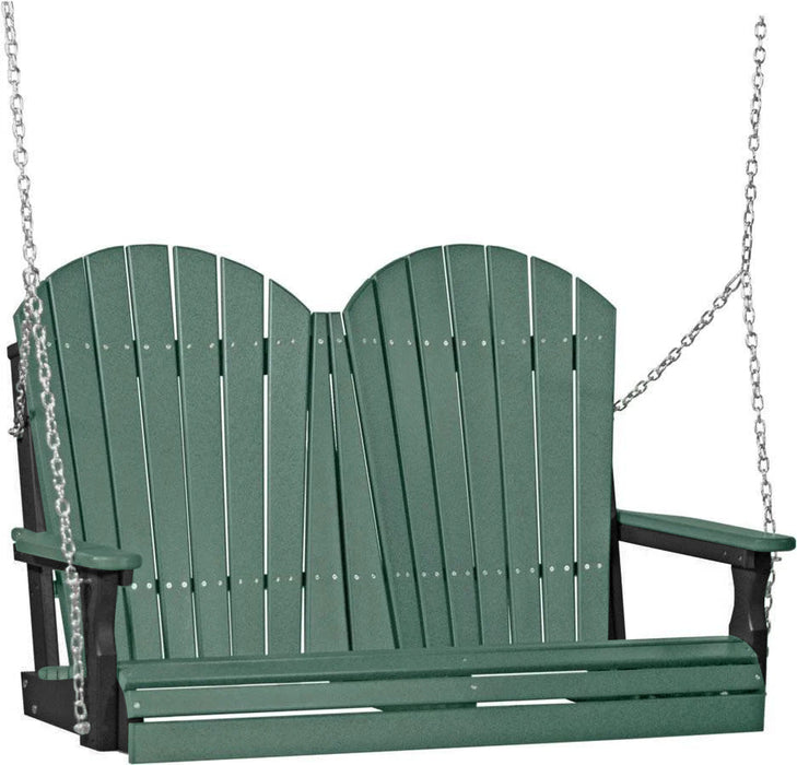 LuxCraft LuxCraft Green Adirondack 4ft. Recycled Plastic Porch Swing Green on Black / Adirondack Porch Swing Porch Swing 4APSGB