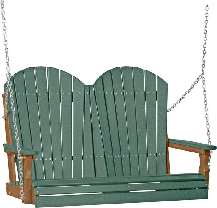 LuxCraft LuxCraft Green Adirondack 4ft. Recycled Plastic Porch Swing Green on Cedar / Adirondack Porch Swing Porch Swing 4APSGC