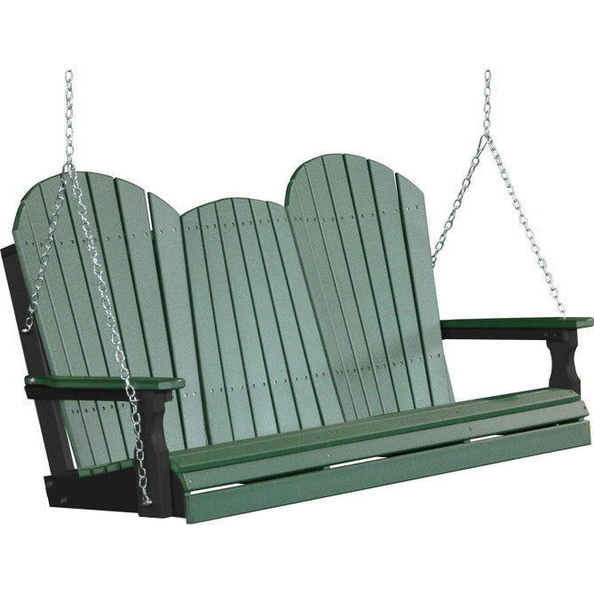 LuxCraft LuxCraft Green Adirondack 5ft. Recycled Plastic Porch Swing Green on Black / Adirondack Porch Swing Porch Swing 5APSGB