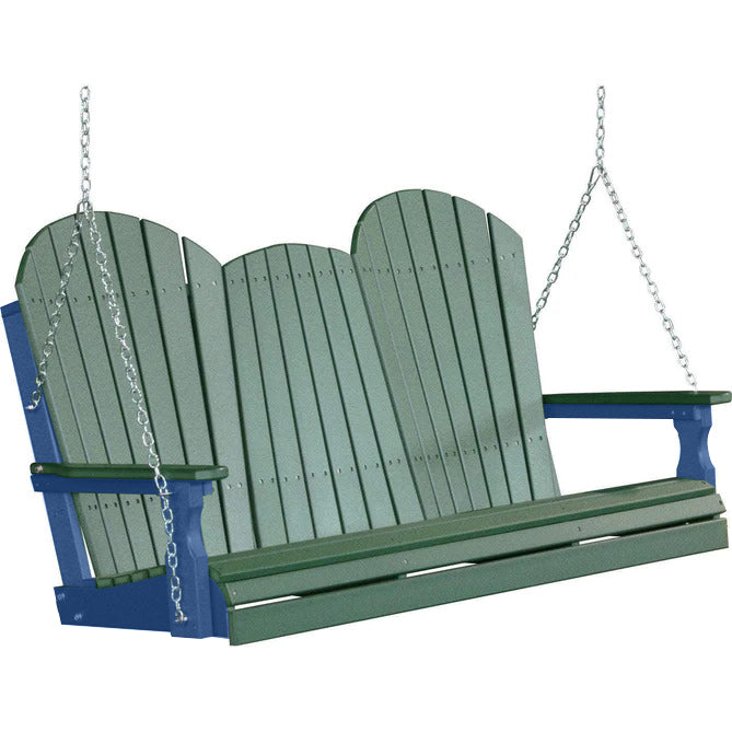 LuxCraft LuxCraft Green Adirondack 5ft. Recycled Plastic Porch Swing Green on Blue / Adirondack Porch Swing Porch Swing 5APSGBL