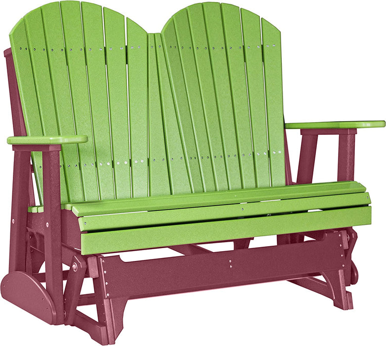 LuxCraft LuxCraft Lime Green 4 ft. Recycled Plastic Adirondack Outdoor Glider Lime Green on Cherrywood Adirondack Glider 4APGLGCW